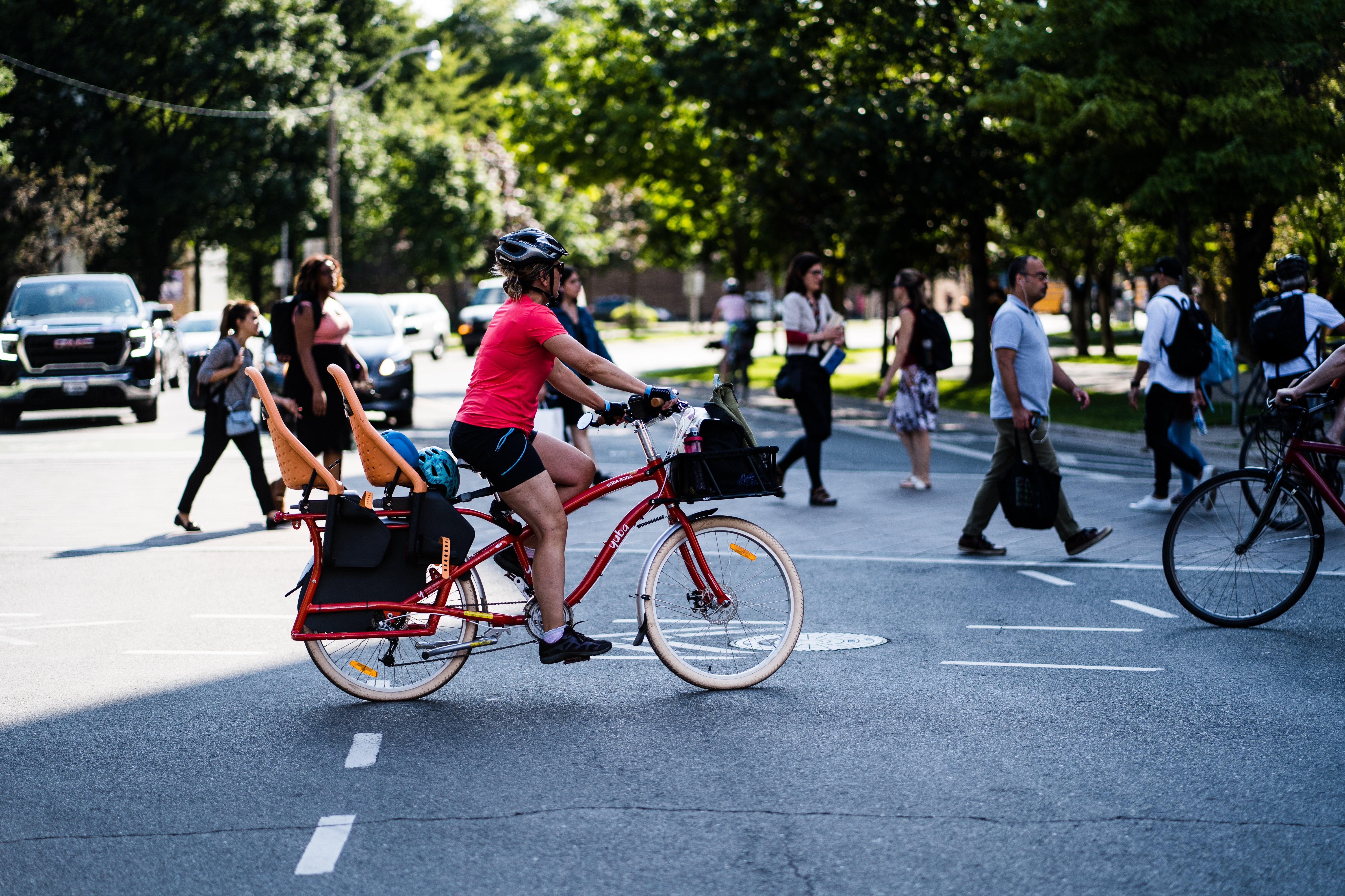 bicycle crossing the road